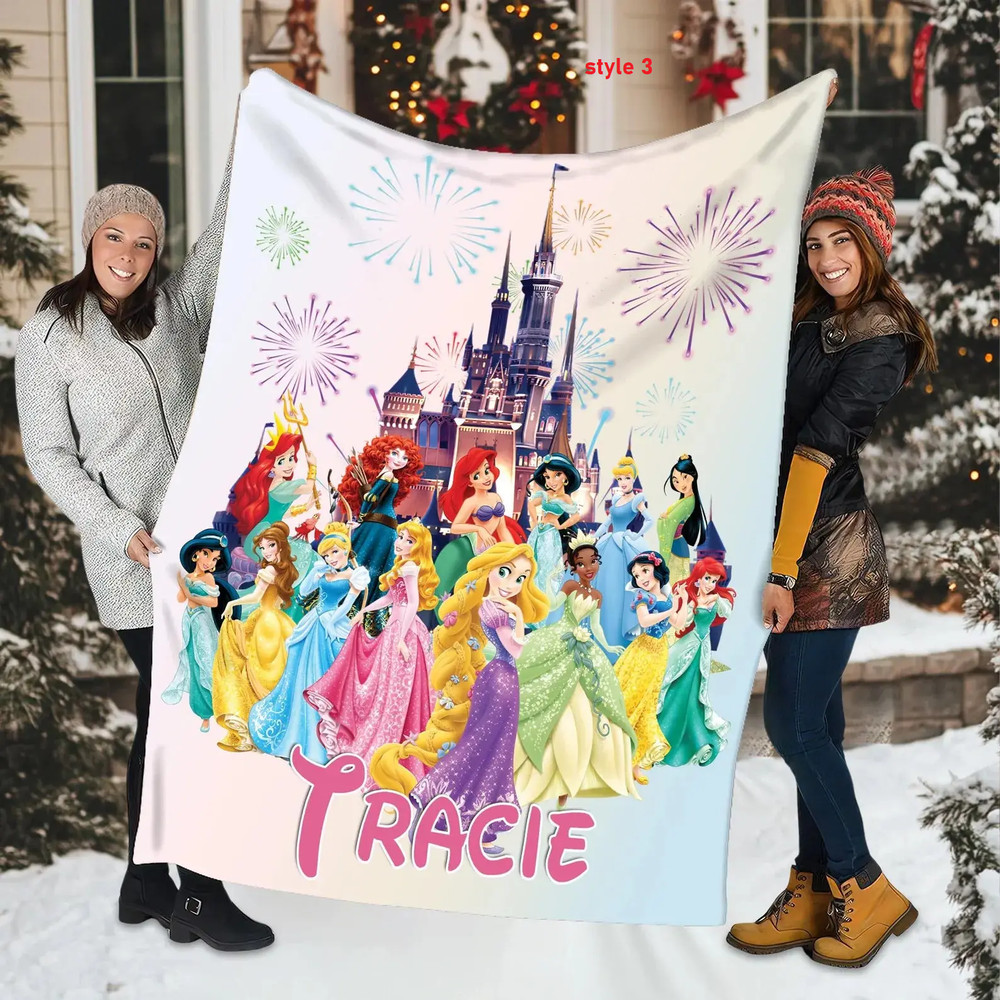 Custom Kids Princess Blanket – Personalized Name Flannel Throw