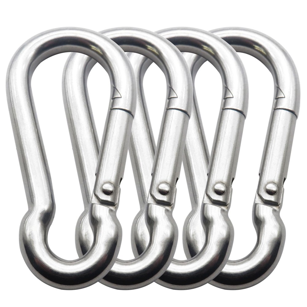 3 Inch 4 Pack Spring Snap Hook-M8x80mm, Cable Machine 3 Inch, Sliver