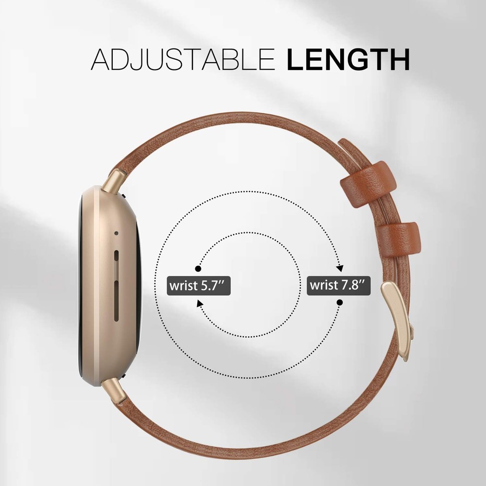 Leather Bands for Fitbit Versa 3, Versa 4, Sense Genuine Replacement Straps