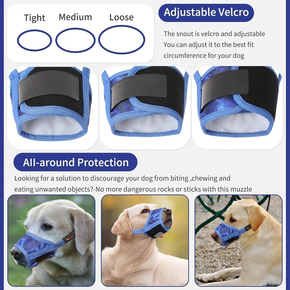 Breathable Nylon Dog Muzzle - Adjustable, Comfortable, Anti-Bite & Bark Control