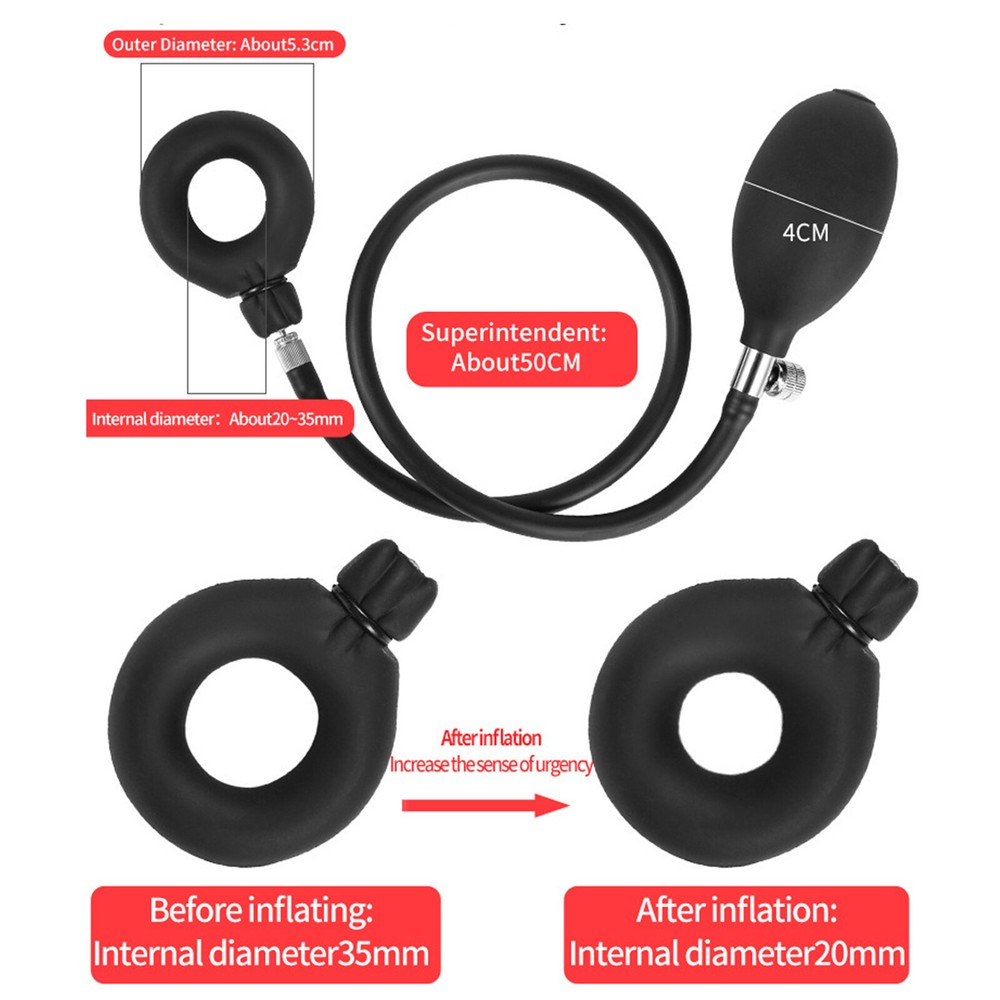 Inflatable Penis Ring Pump Male Enhancer Ejaculation Delay Cock Ring Erection