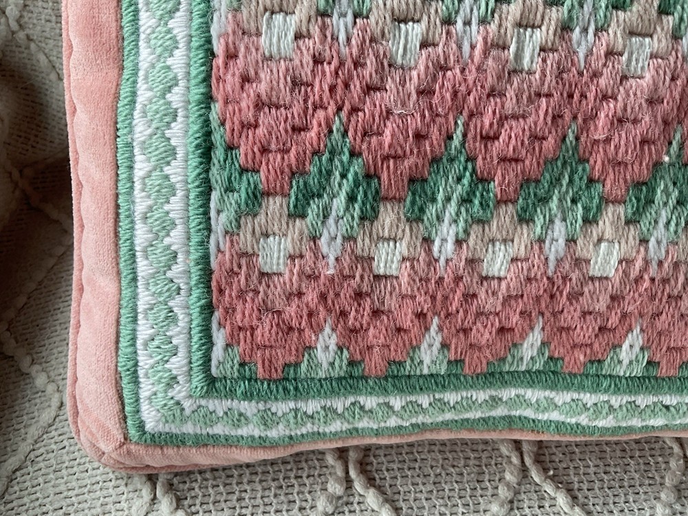 Vintage Bargello Needlepoint Pillow