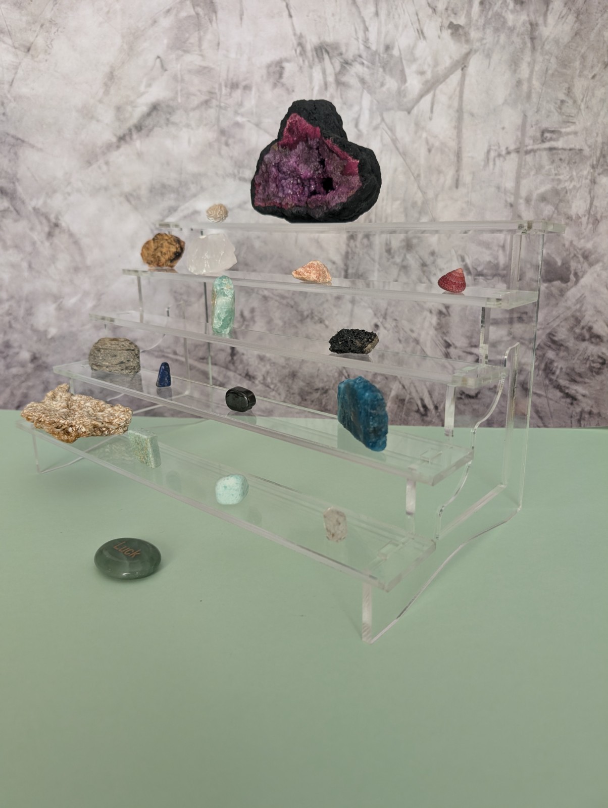 3 Steps Acrylic Display Stand, Fit Ikea Detolf 15"W x 8"D x 7.5"H MADE IN USA