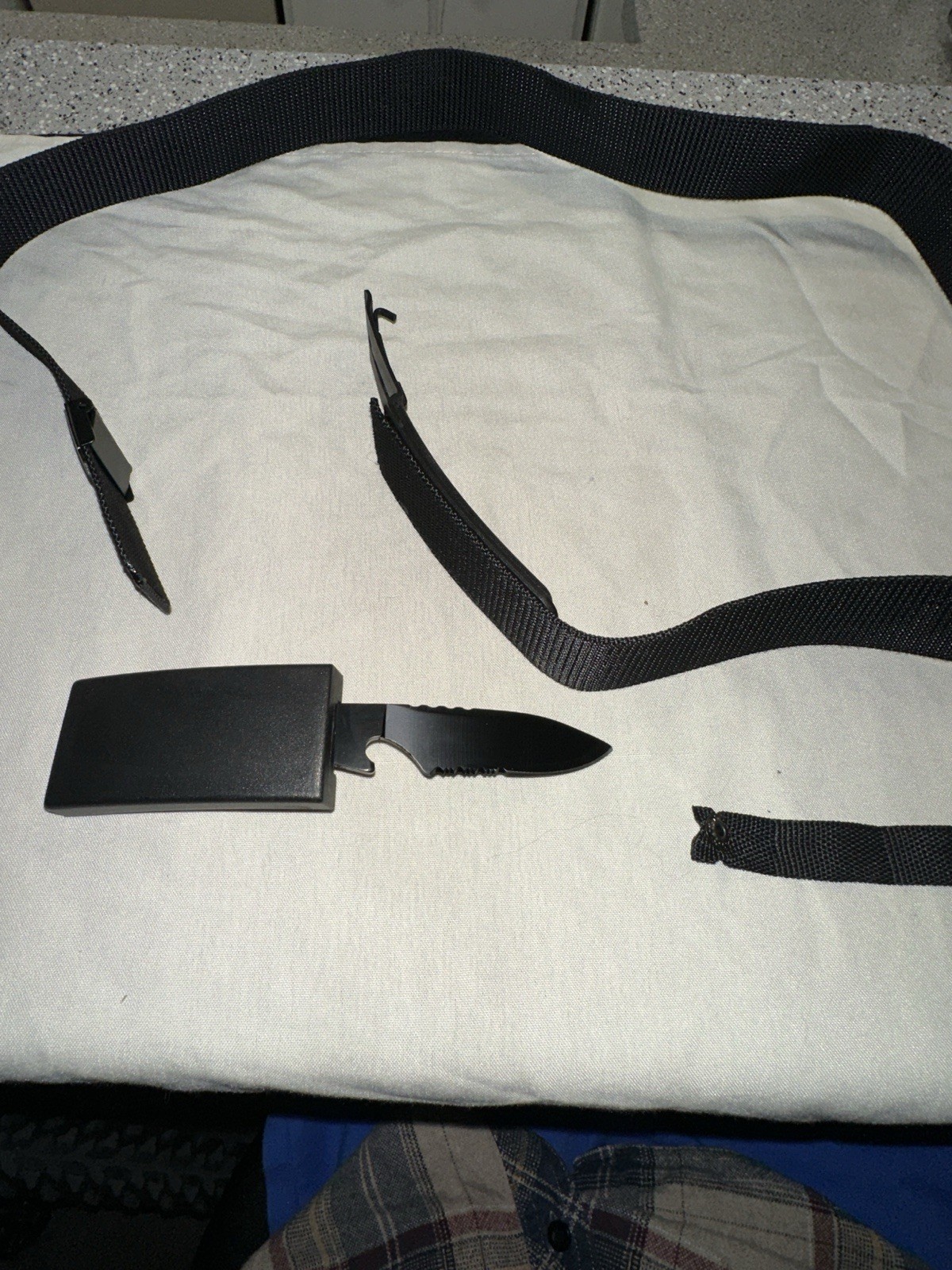 Black Survival Camping Belt w/ Built In Knife Sheath