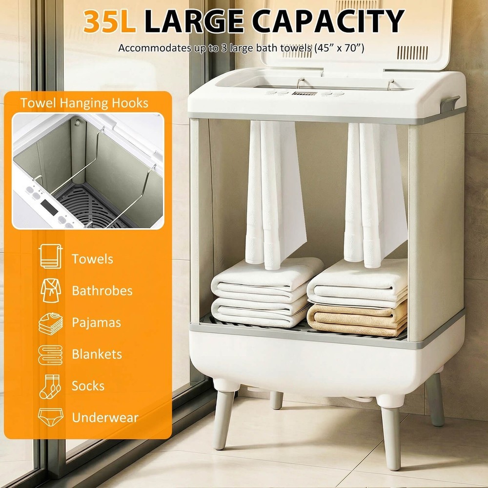 35L Large Blanket Warmer w/ Heating & Drying Modes, 24H Timer, Delay, Child Lock