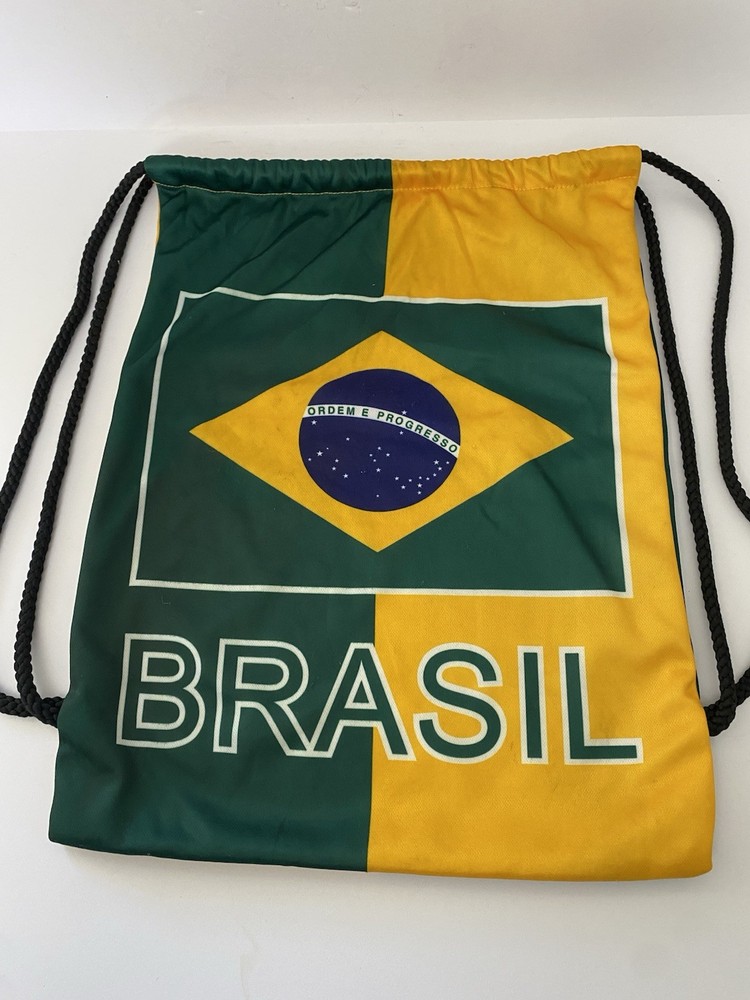 BRASIL SOCCER TEAM DRAWSTRING KNAPSACK DOUBLE SIDDED BAG SIZE: 14" X 18"