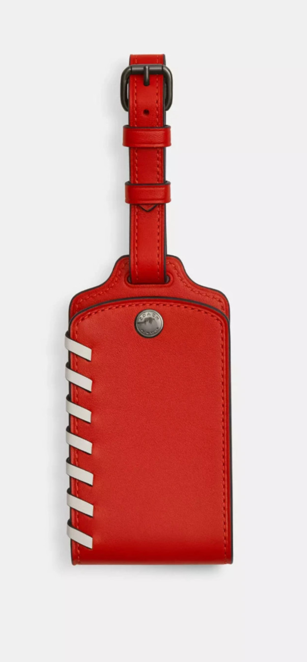 Coach Luggage Tag With Whipstitch smooth leather/Qb/Sport Red/Chalk