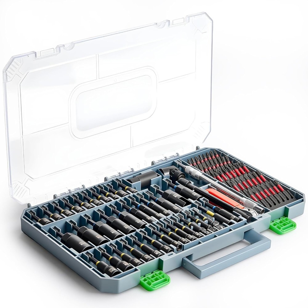 Magnetic Impact Nut Driver Set, Metric & SAE Driver Bit Set with Socket Adapters