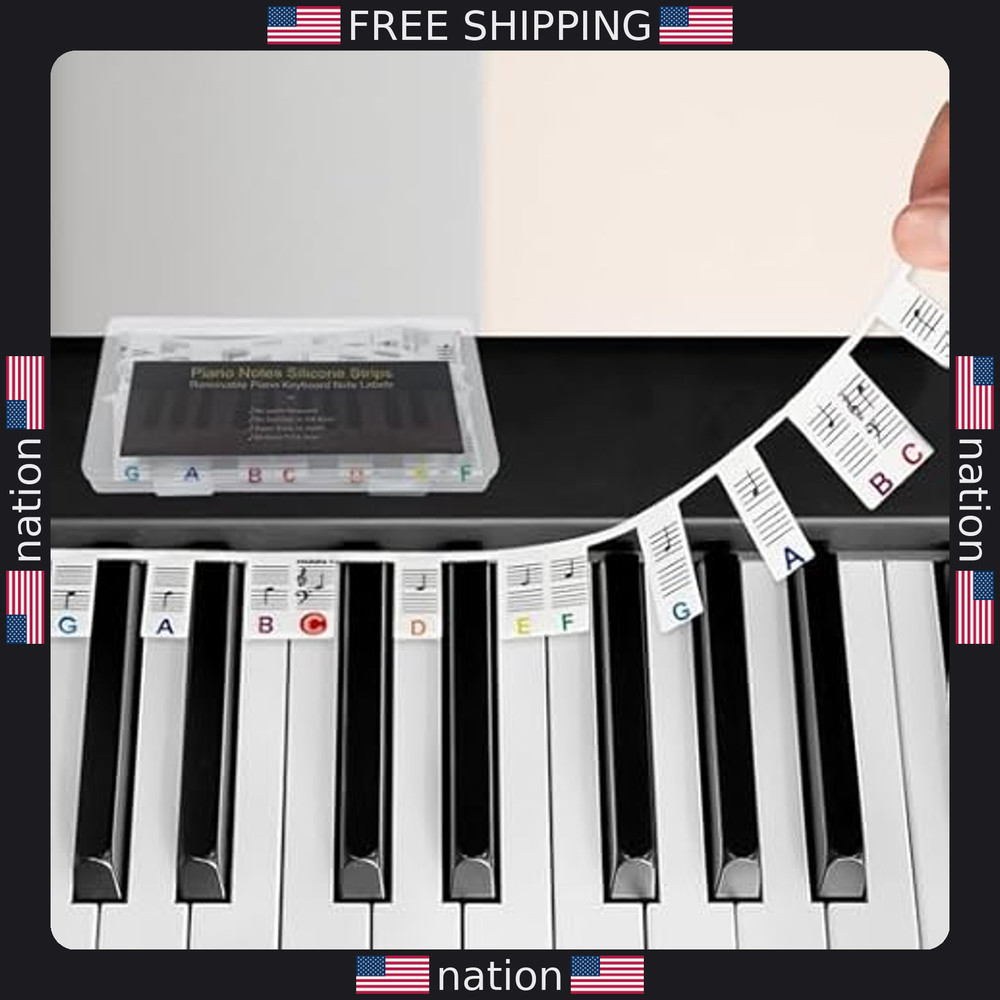 Piano Notes for Beginners - Removable 88-Key & 61-Key Silicone Labels & Guide