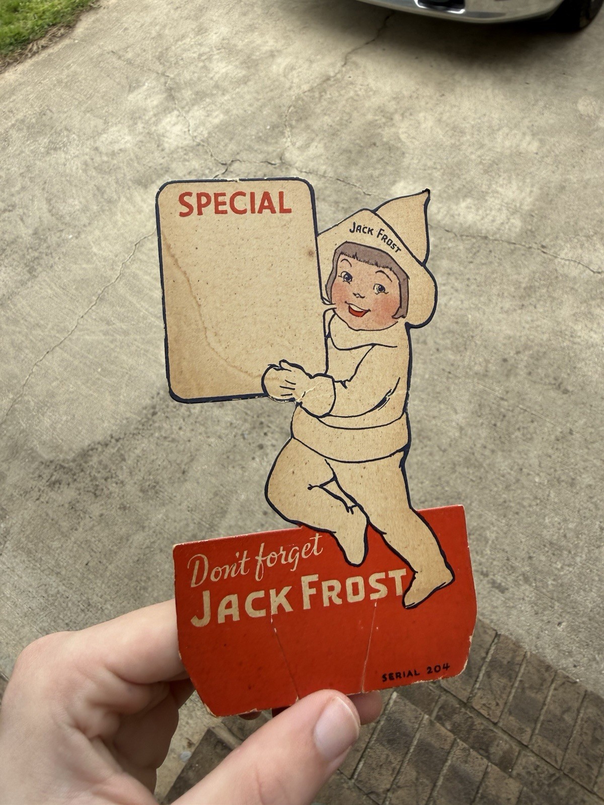 Jack Frost Bottle Insert/topper Soda Advertising Cardstock
