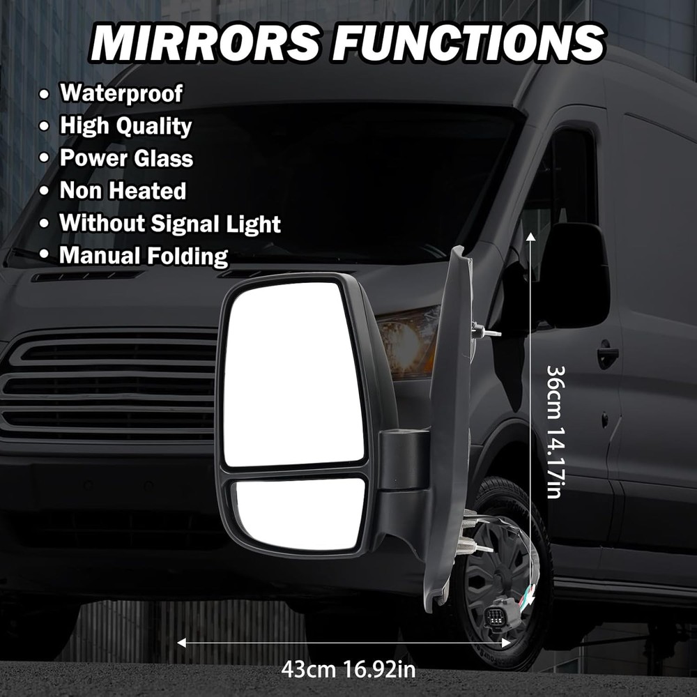 Driver Side Mirror,Mirror Assembly Compatible With 2015-2025 Ford Transit 150...
