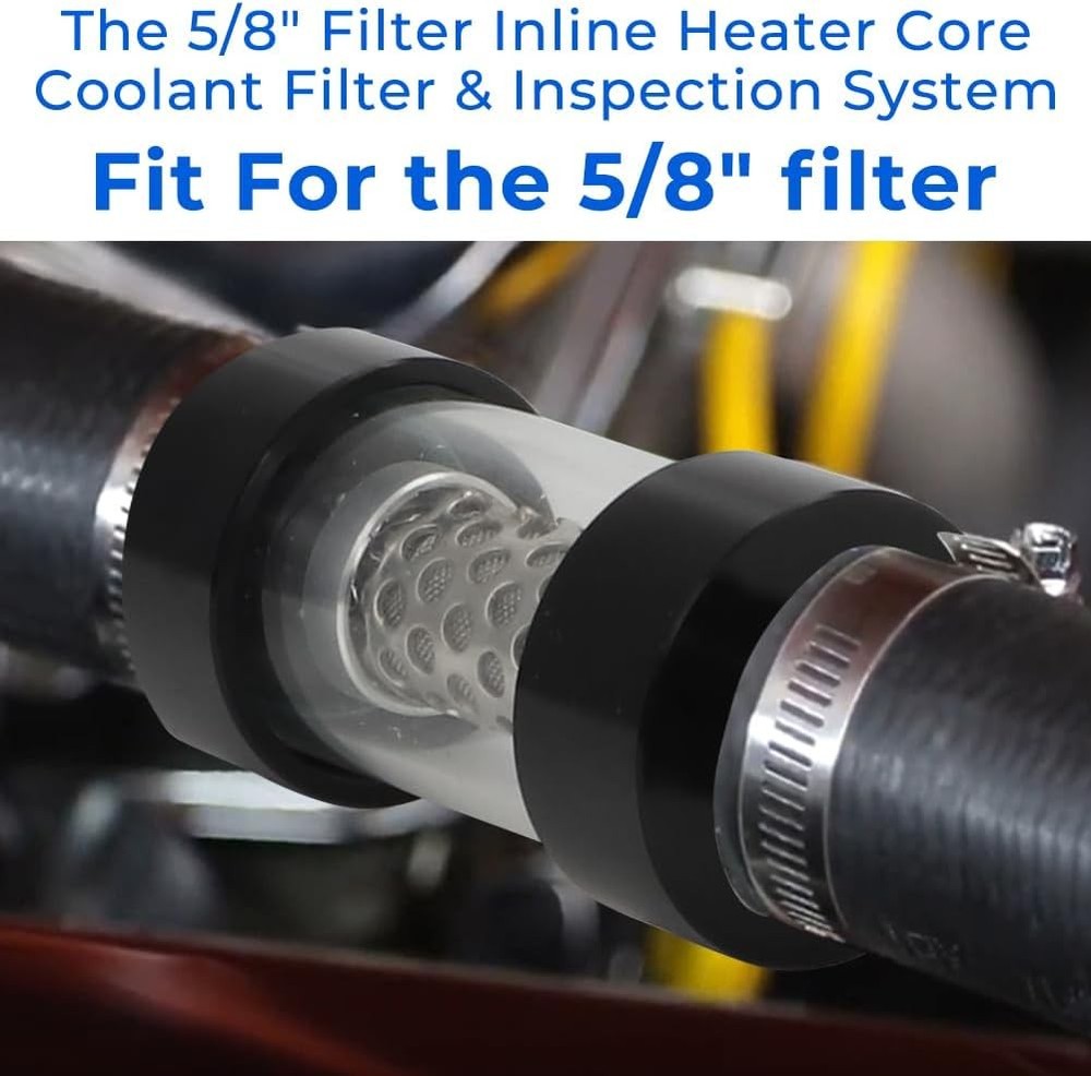 2 Sets For 5/8" Hose Inline Heater Core Coolant Filter & Inspection System 5/8"