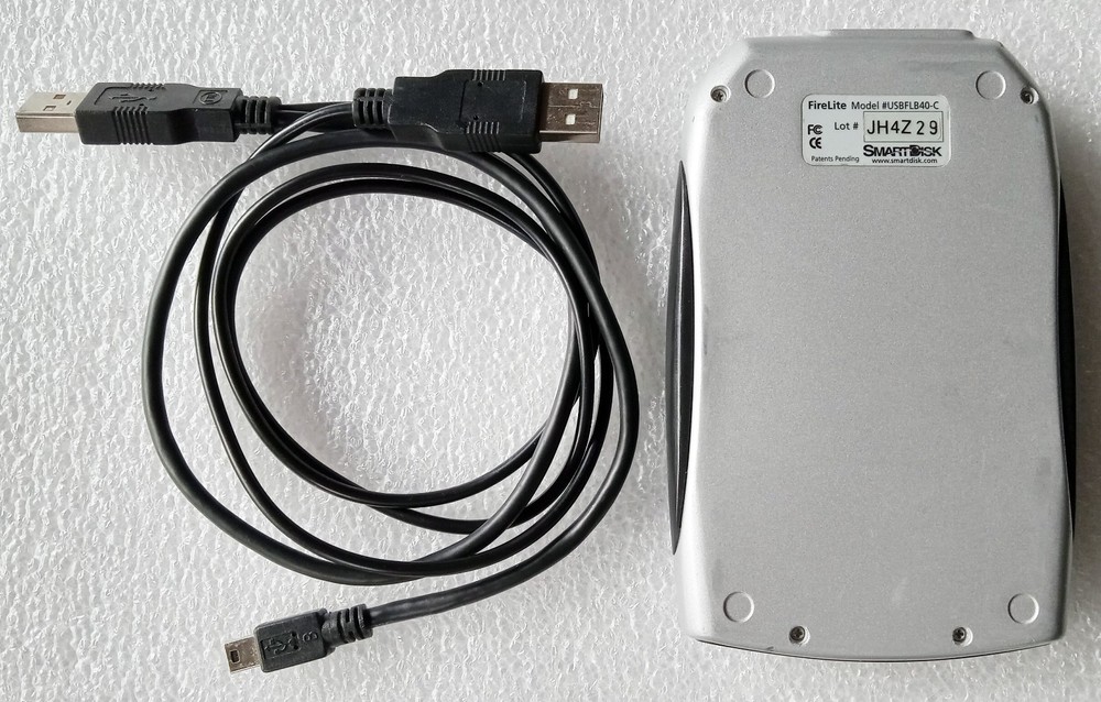 VINTAGE SmartDisk FireLite Portable Hard Drive with USB cable, 60GB