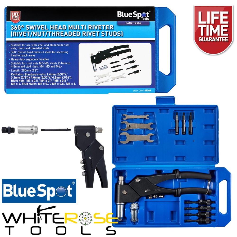 BlueSpot Multi Riveter 360° Swivel Head Rivet Gun Rivet Nuts Rivets Stud Rivets