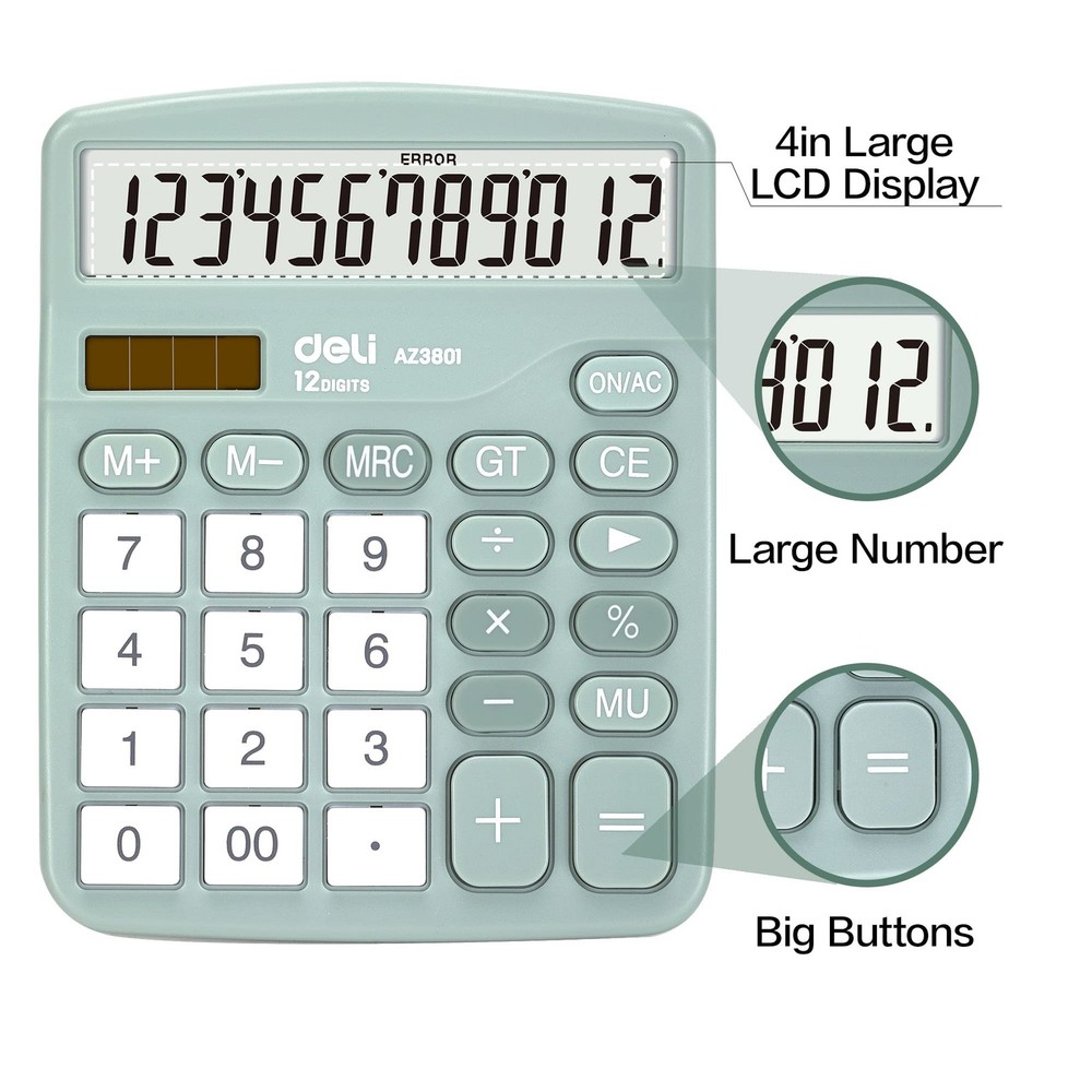 Calculator, Standard Function Desktop Calculators with 12 Digit Large LCD Dis...