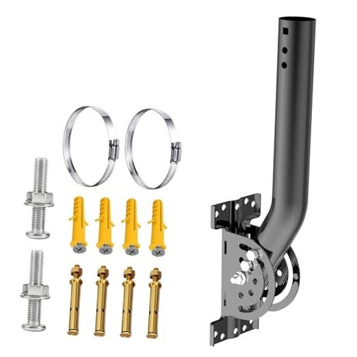 Rustproof TV Antenna Pole Mount - Universal Adjustable 1.38" x 12" J-Pipe