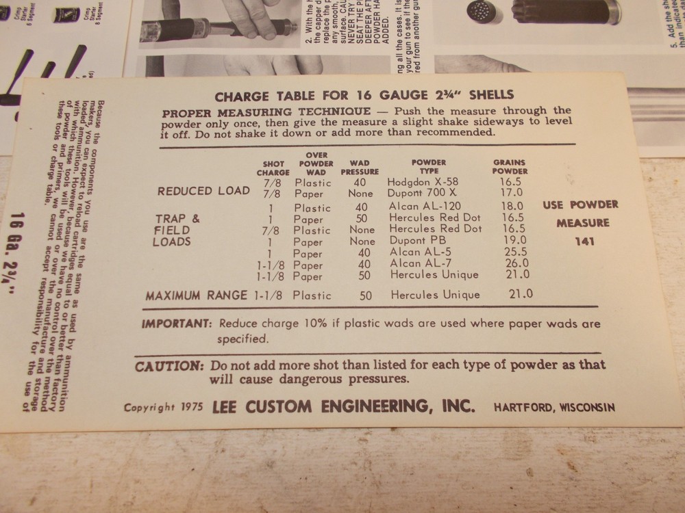 lee loader deluxe model 16ga 2-3/4 ' shot shell hand loader