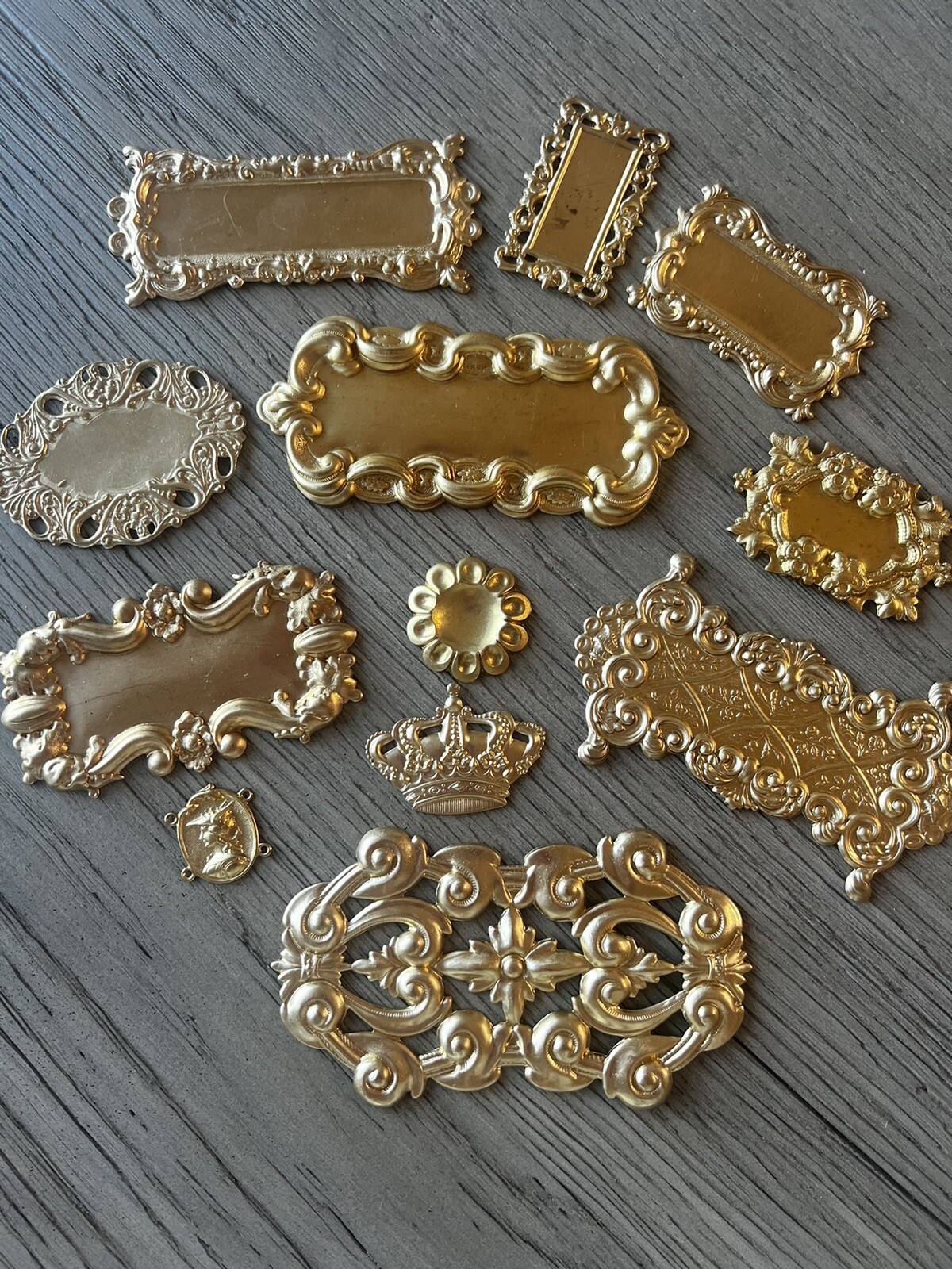 Victorian Metal Stampings/Brass Findings Assorted Lot - MULTIPLE SETS DISCOUNT