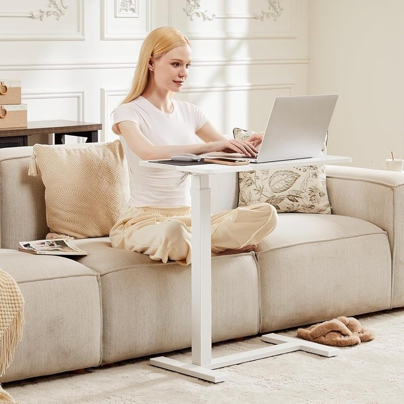 Adjustable Height Rolling Laptop Desk Portable Overbed Side Table Easy Assembly