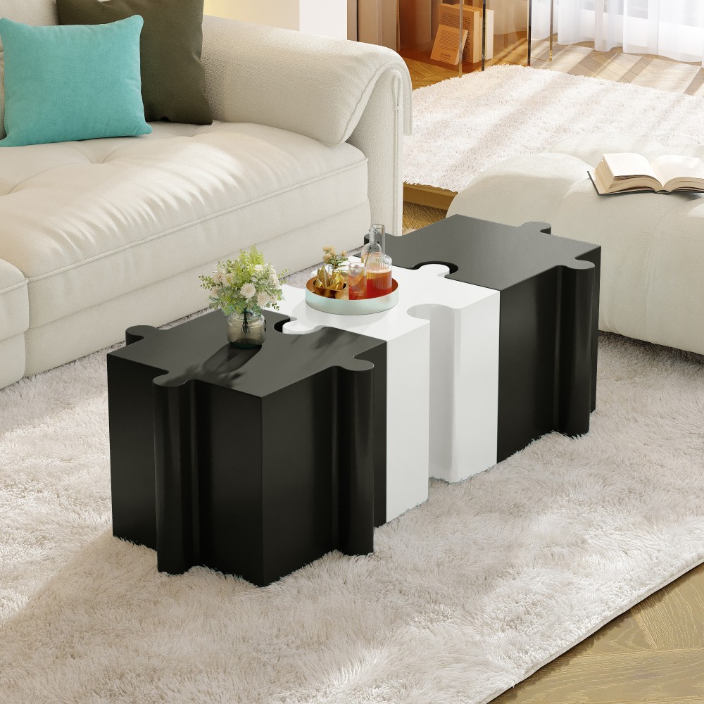 Interlocking Modular Puzzle Shape Table Set 3-Piece Side Tables