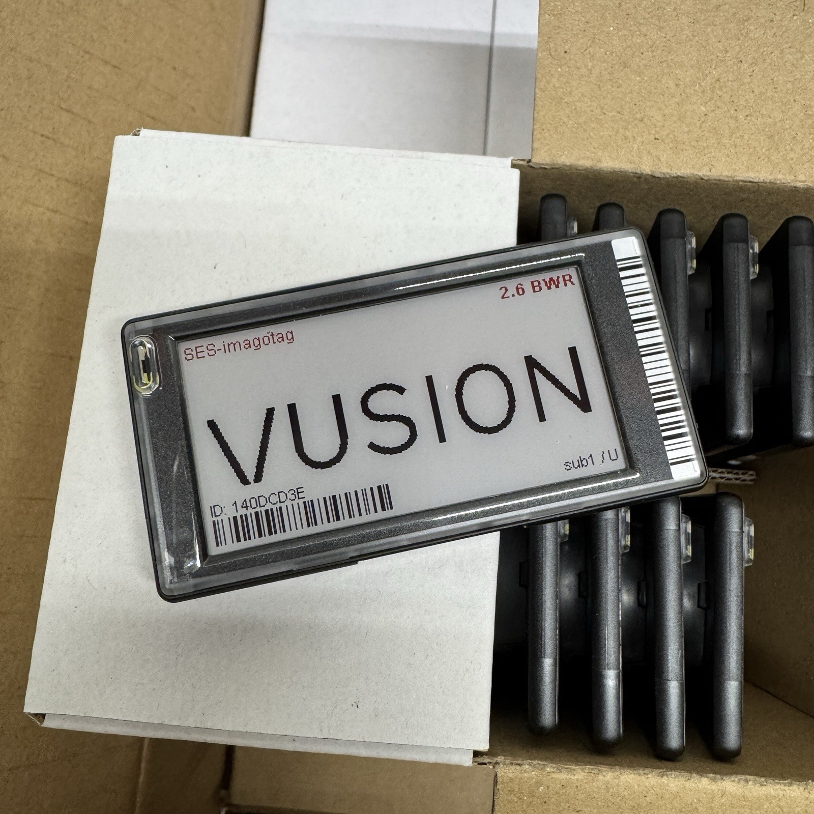 BOX OF 80 SES Imagotag Vusion 2.6 BWR BAR Code Electronic Shelf Price Labels