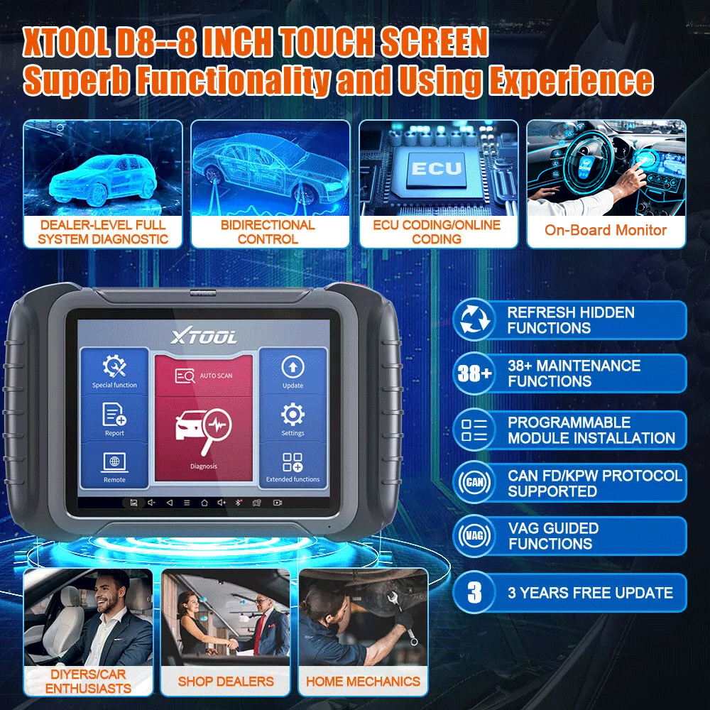 XTOOL D8 Topology Car Bidirectional Diagnostic Scanner Full System Coding Tool
