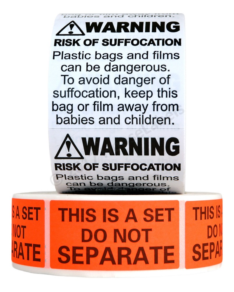 FBA Combo Pack (1x Suffocation Warning Labels And 1x Do Not Separate Labels)