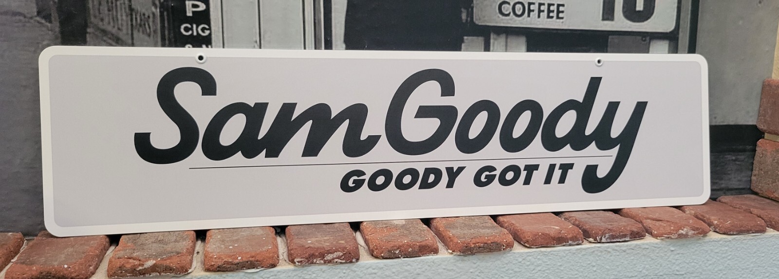 Sam Goody aluminum display sign  6" x 24"