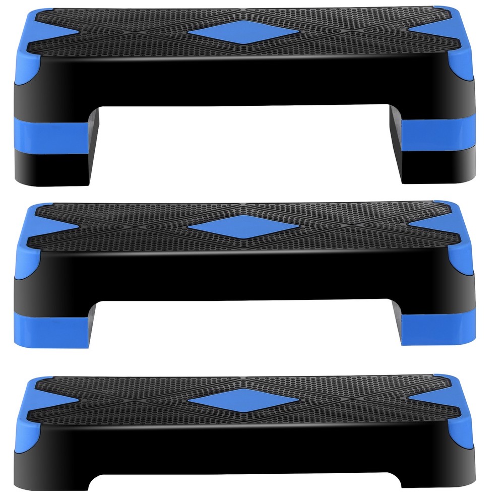 Aerobic Step Platform Exercise Step Adjustable Height 4"-6''-8' w/4 Risers Blue