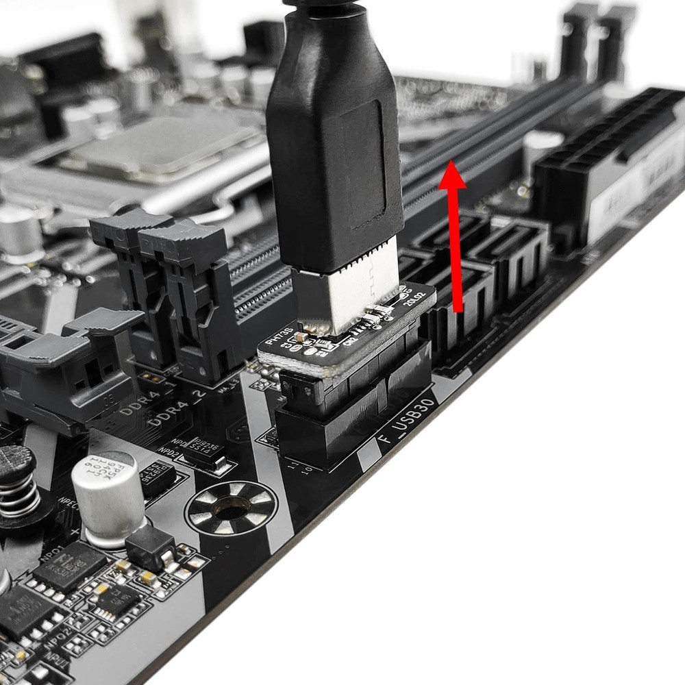 JoyReken USB Front Panel Adapter, Vertical C Header Small, Black