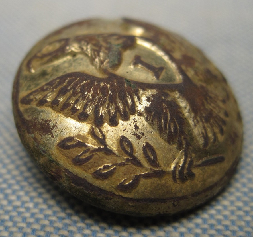 Dug Civil War Eagle Infantry Coat Button with Gold Gilt from Vicksburg
