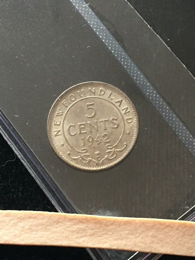 1942c Coin Mart Graded Newfoundland, ¢5 Five Cent, **EF-45**