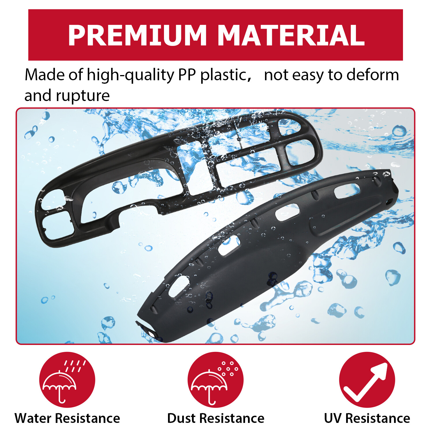 For 1998-2002 Dodge Ram Pickup ABS Dash Bezel & Dashboard Cover Overlay W/clips