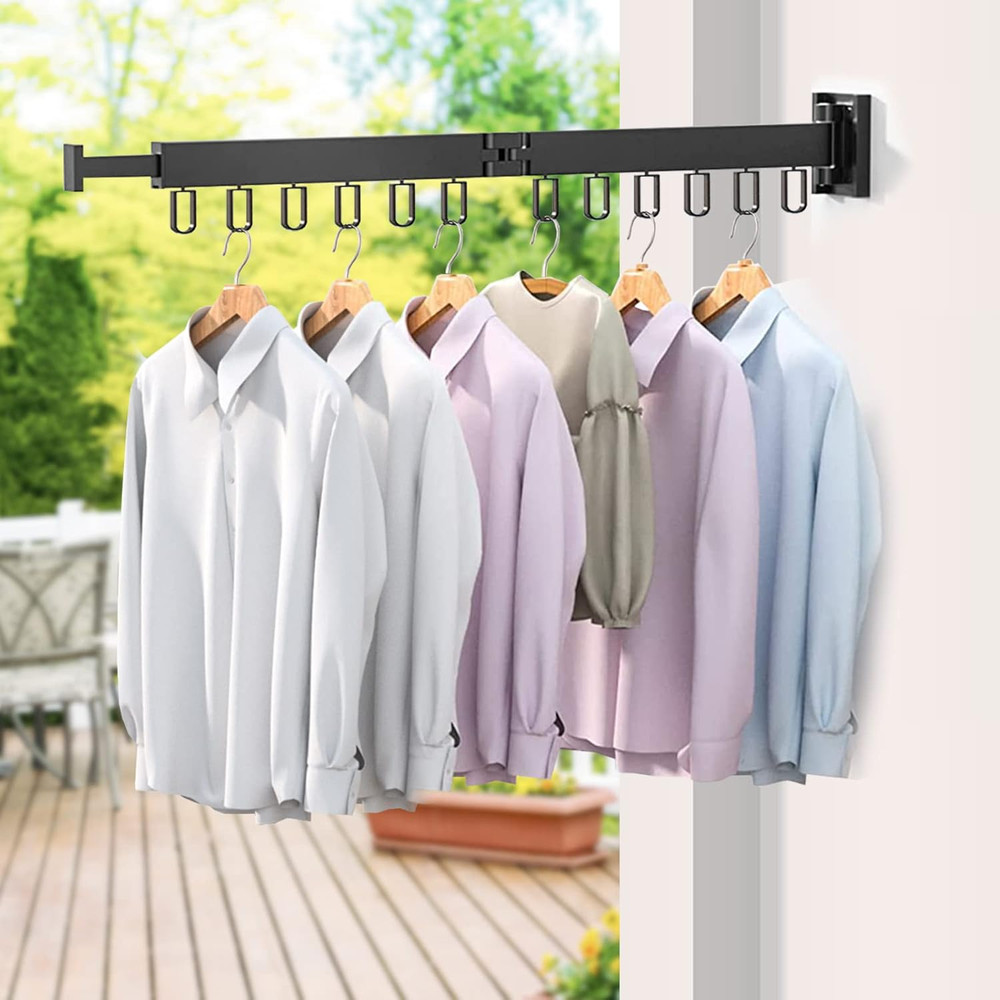 MIFXIN Clothes Drying Rack Foldable Wall Mounted Retractable Laundry Drying Rack