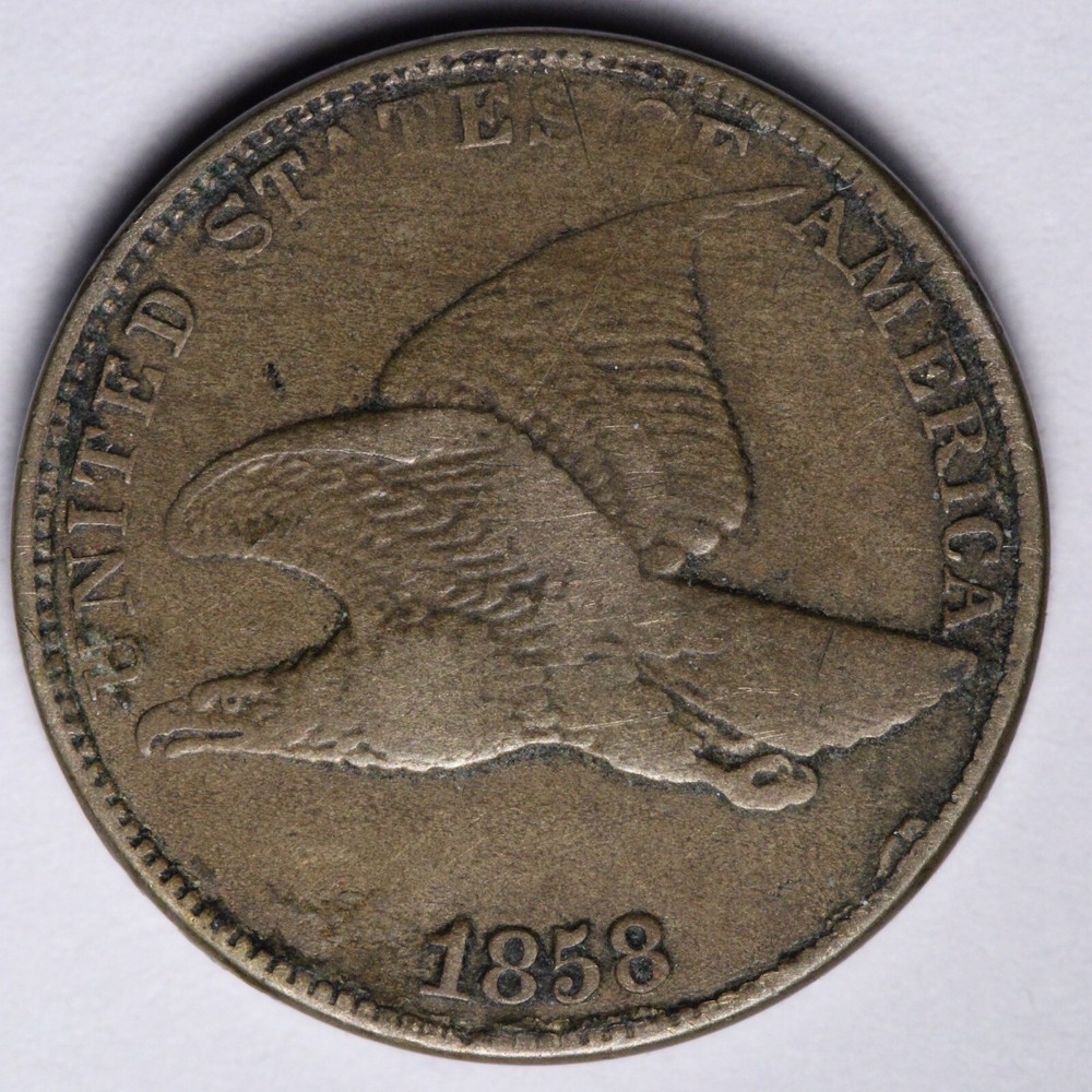 1858 Large Letter Flying Eagle Cent Penny VF XF E243 QAEY