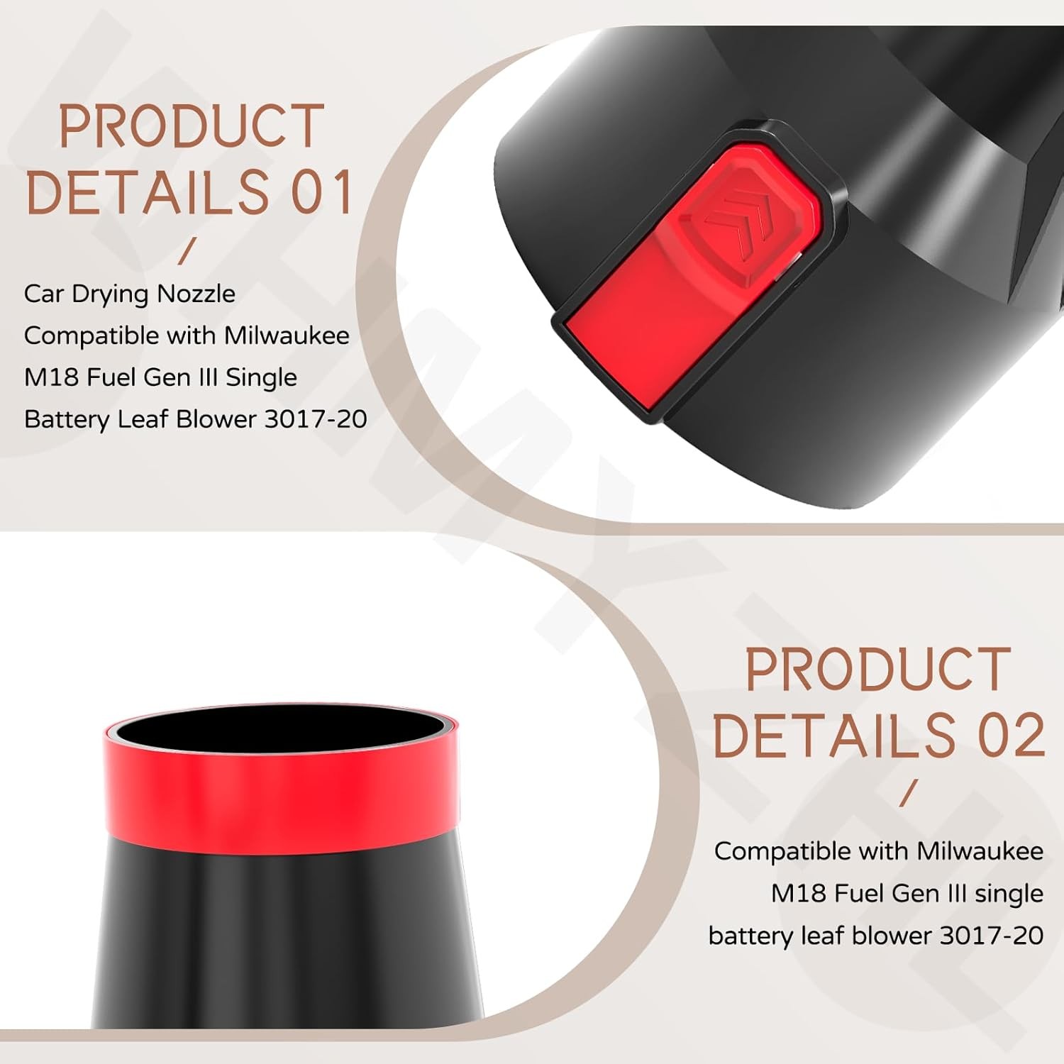 CAR DRYING NOZZLE FOR MILWAUKEE M18 FUEL GEN III LEAF BLOWER 3017-20 W