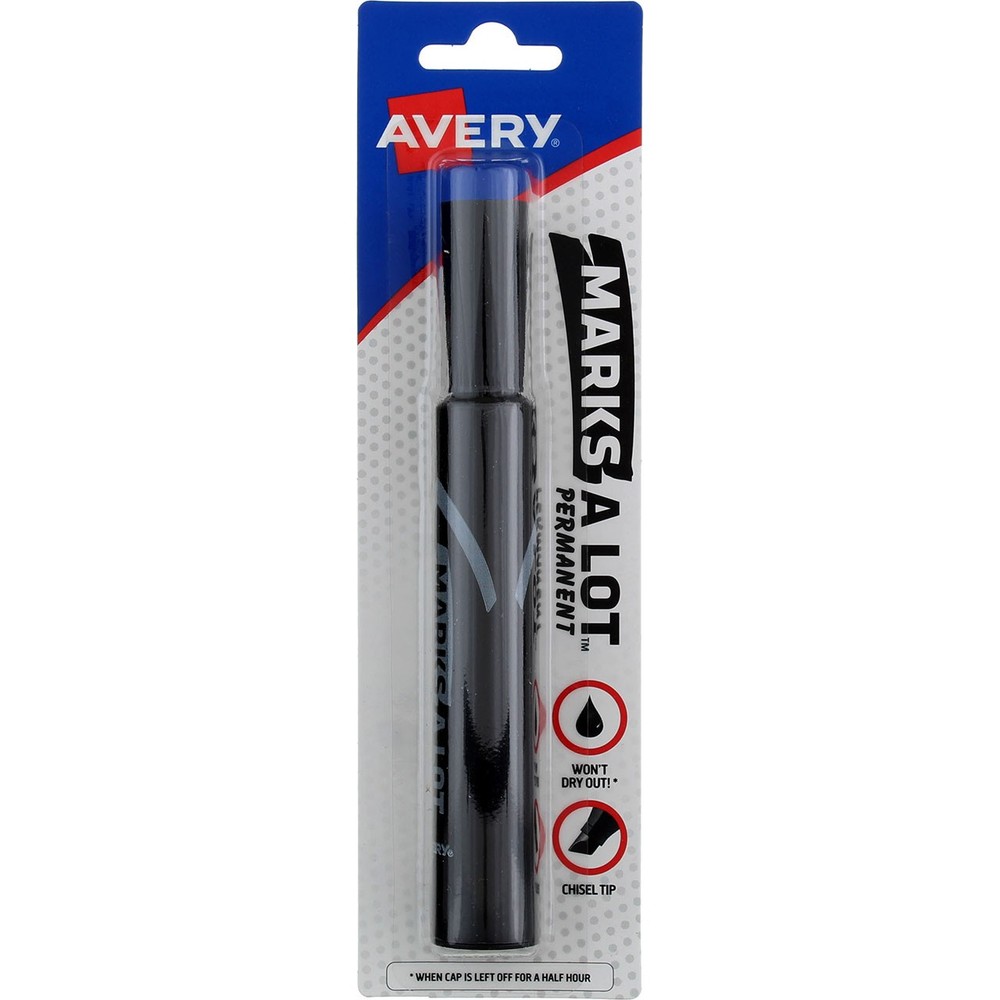 2 Pack Marks-A-Lot Permanent Marker, Black 17888, Desk-Style, Chisel Tip