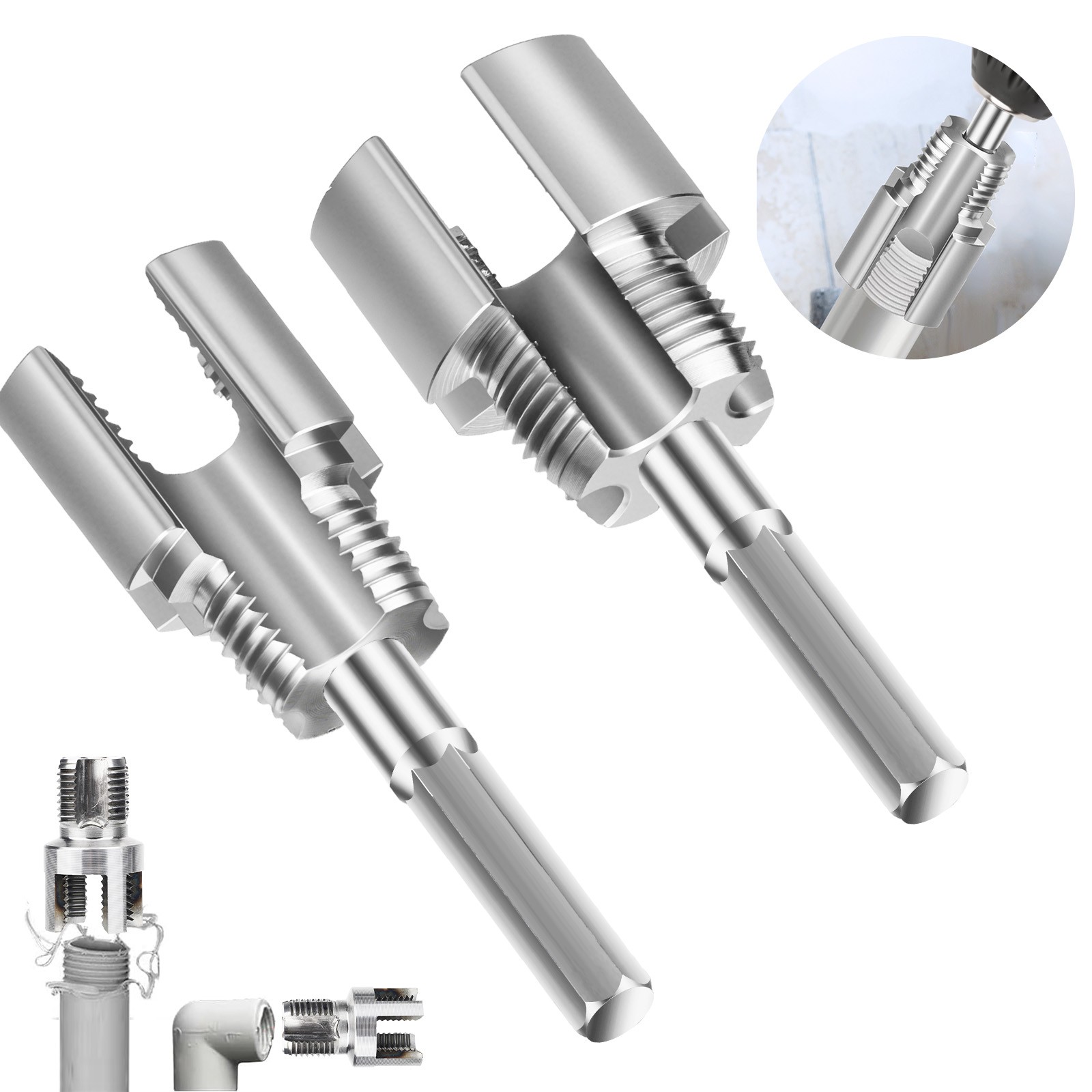 Integrated Internal & External Pipe Threading-Tool 1/2" & 3/4" PVC Pipe Threader