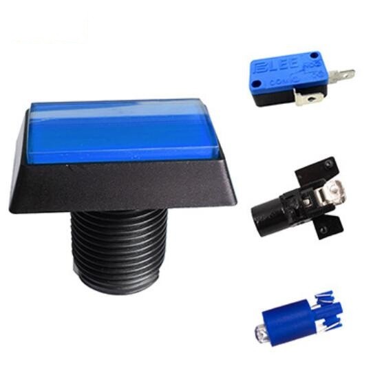 Blue 30*50mm Arcade Square Rectangle Buttons LED Push Illumilated W/ Microswitch