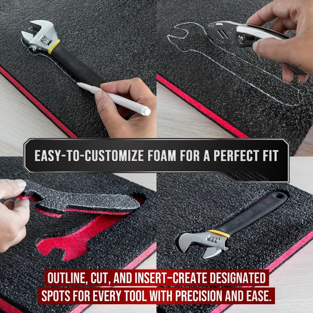 2 Pack Tool Box Foam Inserts Tool Shadow Foam for Toolbox Storage