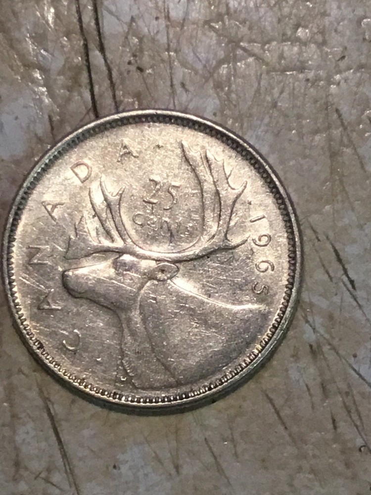 Canada Currency 25 Cents 1966 Silver Coin