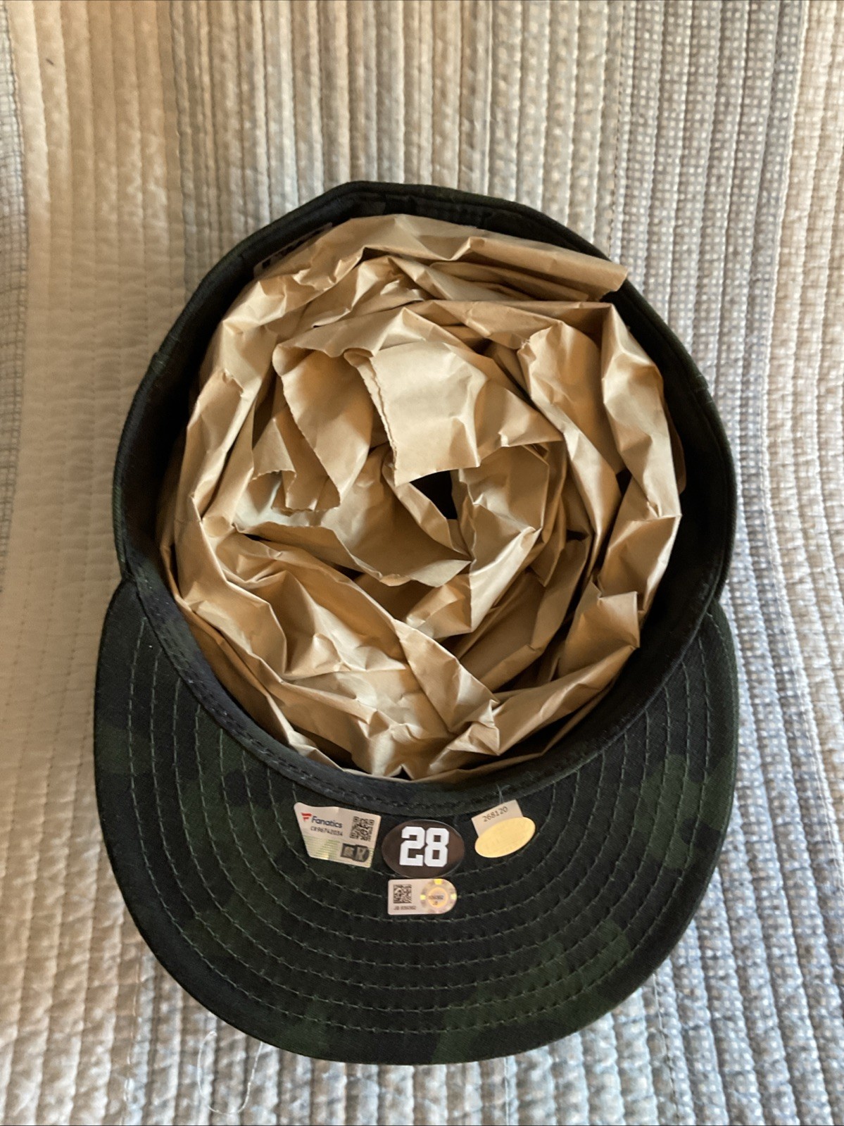 AUSTIN ROMINE *GAME USED* Memorial Day 5/19/19 CAMO HAY#28. COA STEINER