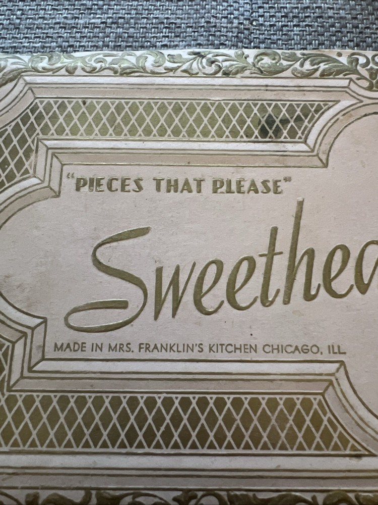 Vintage Sweetheart Sweets Franklins Kitchen Chicago Empty Box