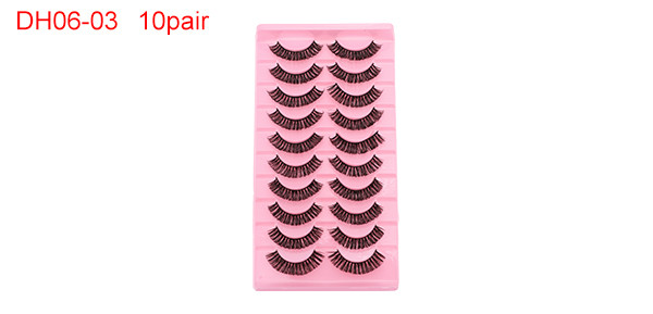 DH06-03 False Eyelashes for Makeup Black 10 Pair