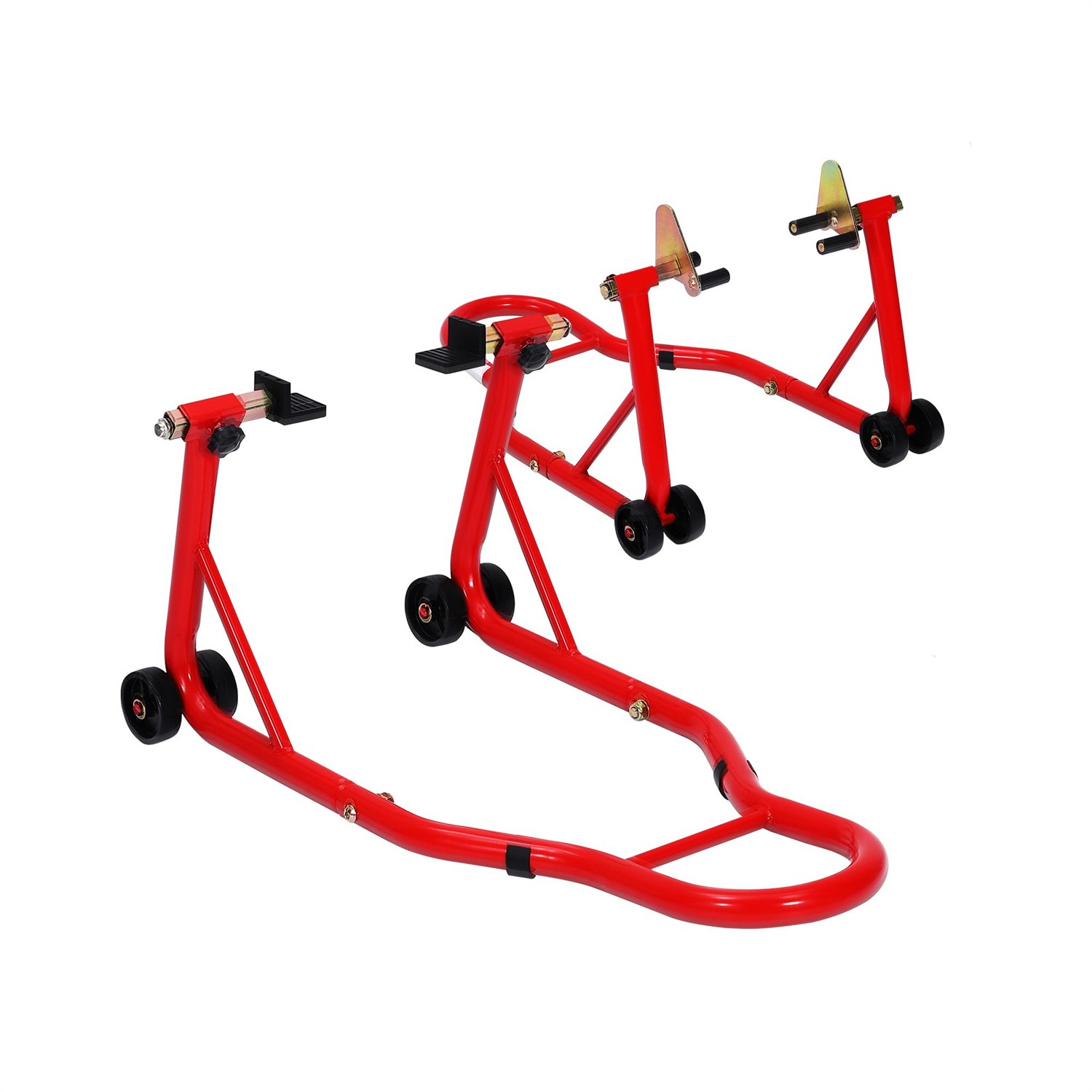 2PCS Heavy Duty Motorcycle Stand Lift Front & Rear Combo Stands 900Lbs Capacity