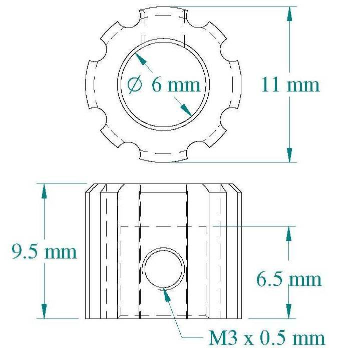 Instrument Control Knobs, Machined 6061 Anodized Aluminum, 6 each