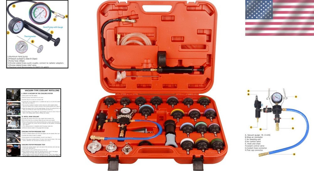 Professional Radiator Pressure Tester & Refill Kit