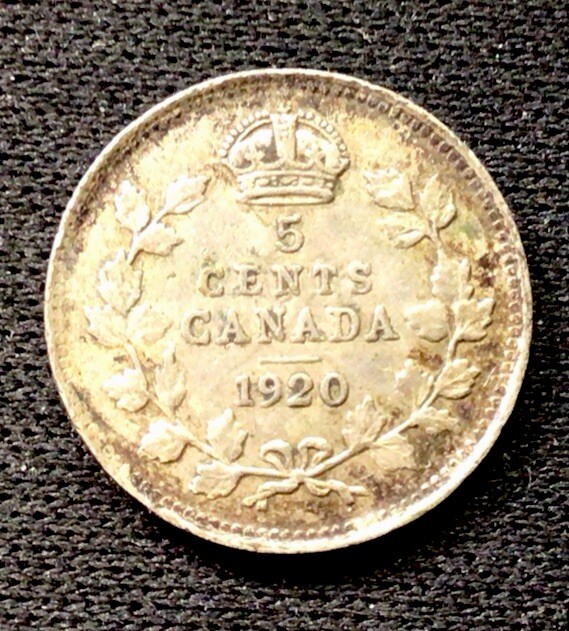 1920 Canada Silver! 5 Cents! ENN Coins