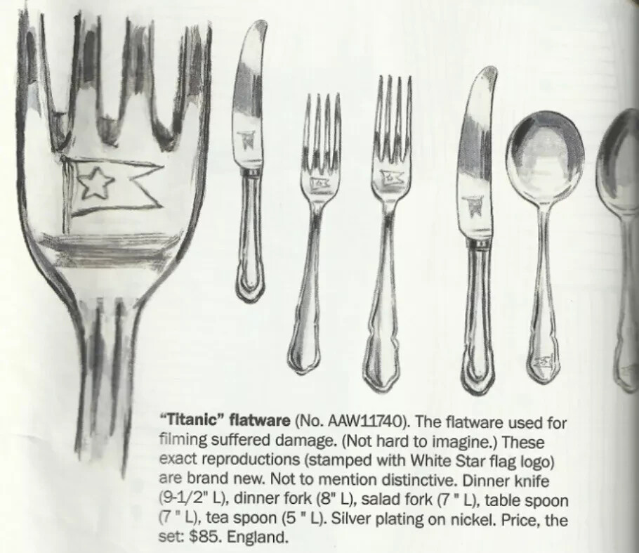 Titanic Silverware J Peterman Boxed 5 pc Place Setting 1998