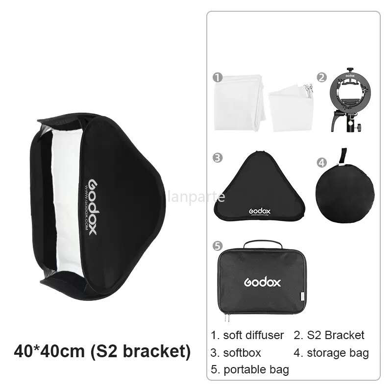 Godox Softbox S2 Bracket Foldable Softbox Bowens Mount Studio Camera Flash Light
